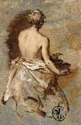Nicolas Vleughels Young Woman with a Nude Back Presenting a Bowl oil painting on canvas